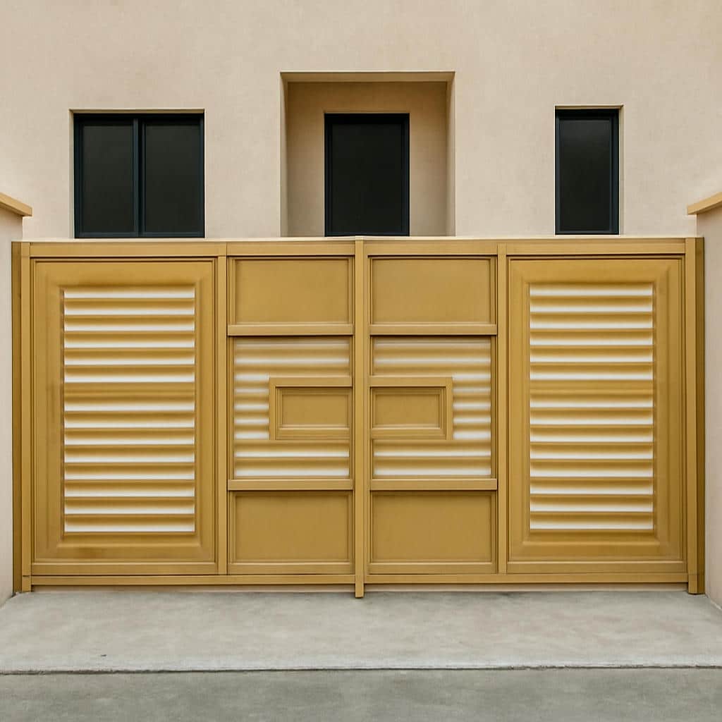 درب طلایی ورودی ویلا مدرن و لاکچری