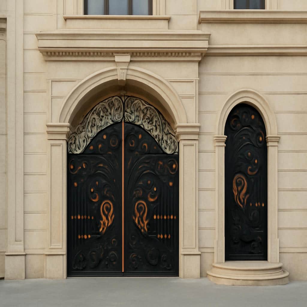 درب مدل پروانه با پوشش طرح چوب و امنیت بالا