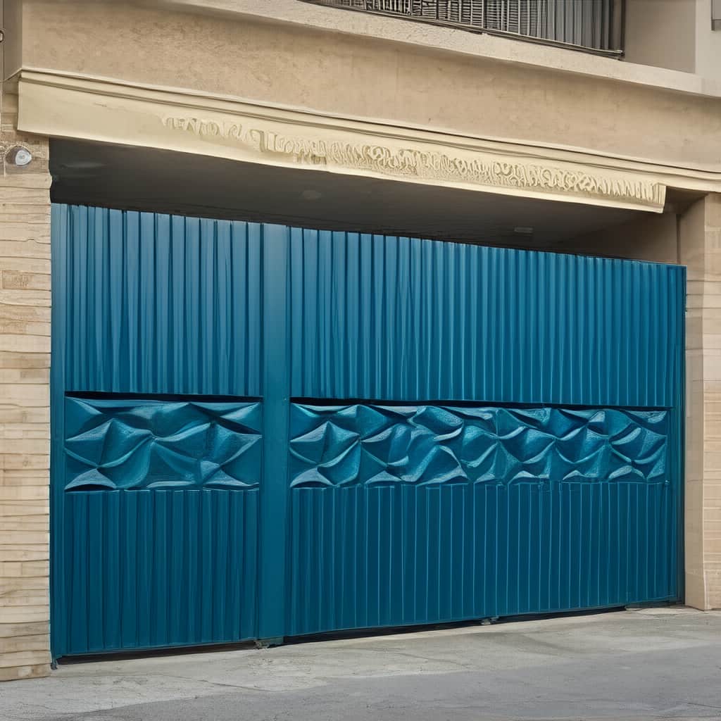 درب برش لیزری پارکینگ با طرح هندسی با بازشوی لولایی و یراق مقاوم