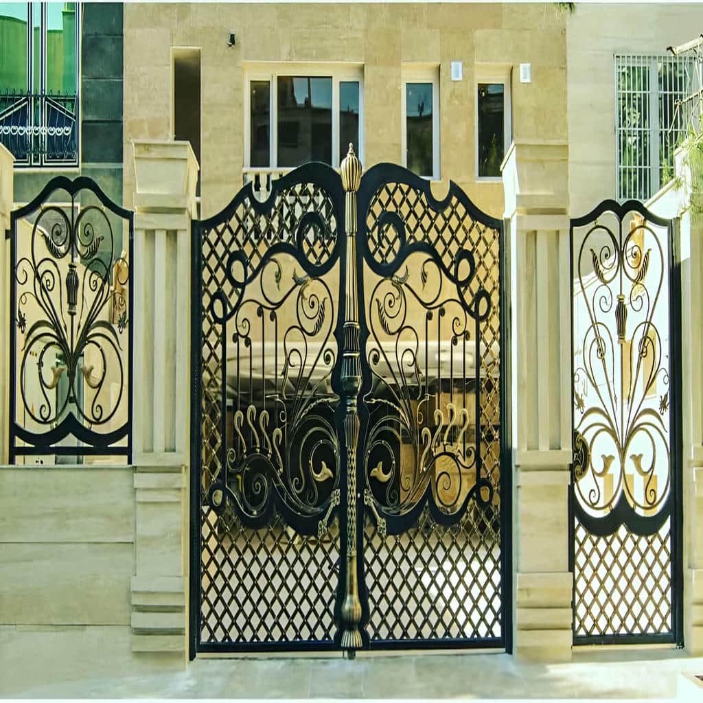 درب لوکس پارکینگ ورودی ویلا با پوشش ضدزنگ فضای بیرونی