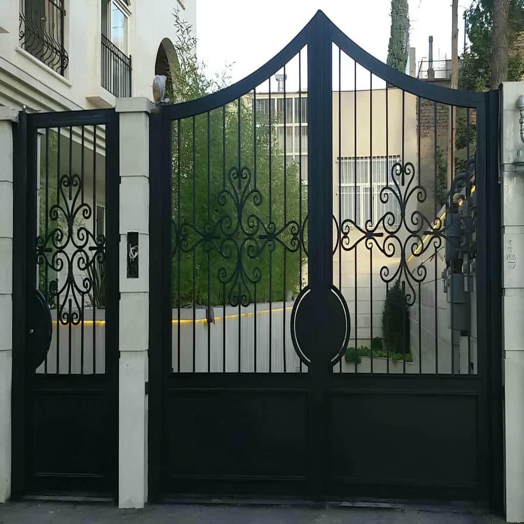 درب ویلایی مشکی طلایی ورودی لوکس با مدل دو لنگه