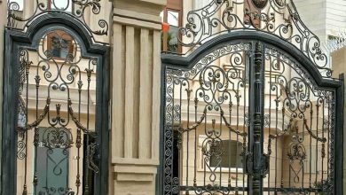درب دو لنگه فلزی پارکینگ با رنگ مات تیره
