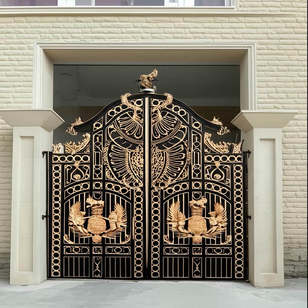 درب حیاط CNC پنل مشبک با پنل دکوراتیو و نصب دقیق