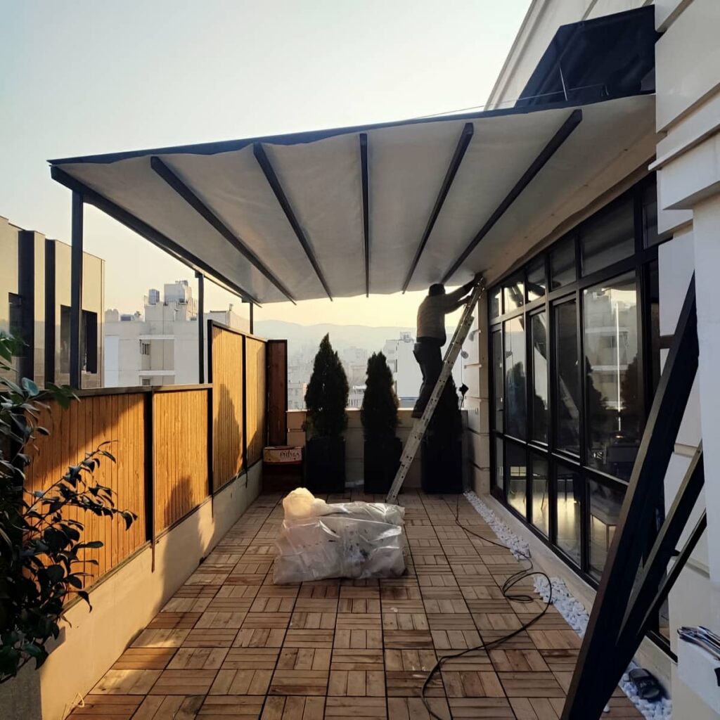 سقف متحرک پارچه ای مدل جمع شونده