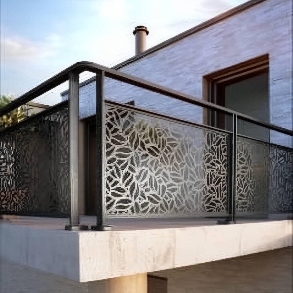 نرده پله آپارتمان نمونه اجرای ساختمانی