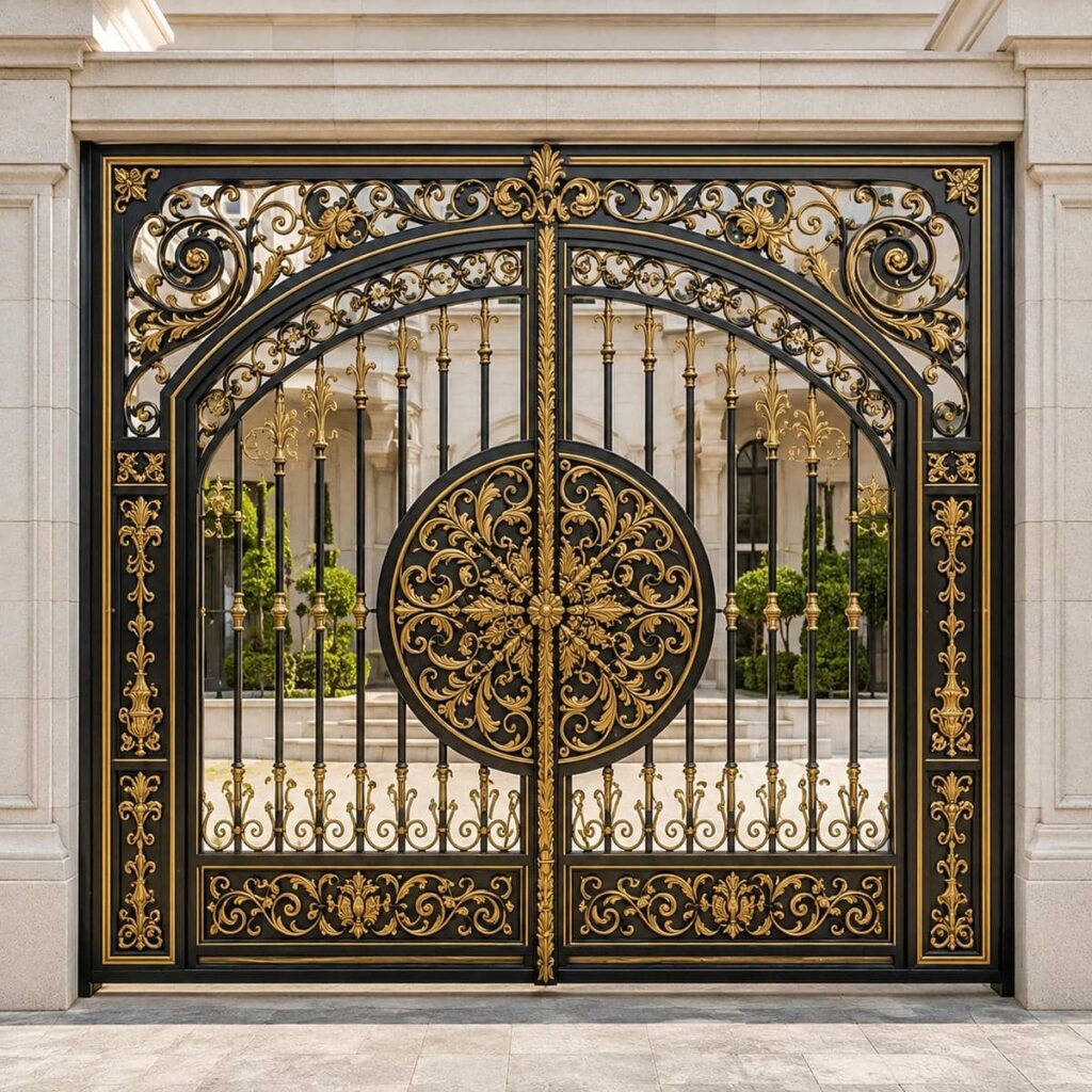 درب حیاط ورودی آپارتمان با طرح ساده