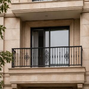 نرده بالکن فلزی مدرن برای نمای آپارتمان