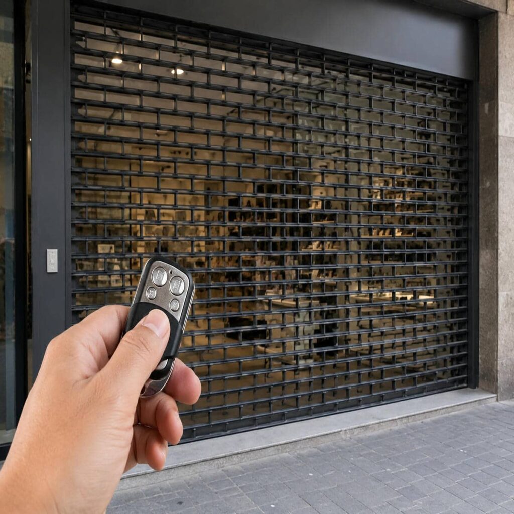 درب کرکره اتوماتیک مشکی برای پارکینگ مدرن