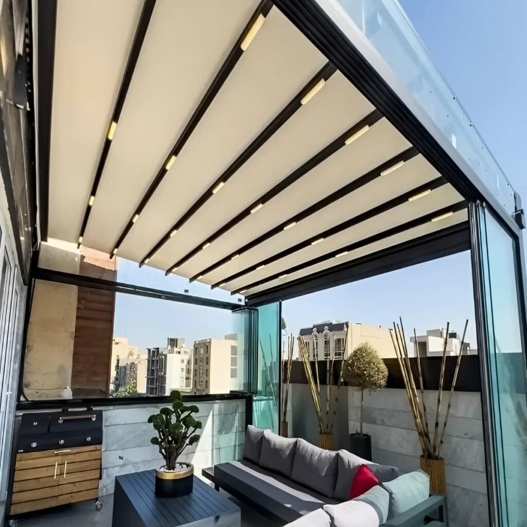 سایه بان اتوماتیک کرم برای بالکن آپارتمان