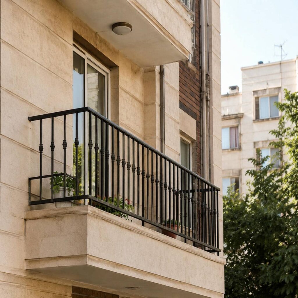 نرده بالکن با خطوط عمودی منظم