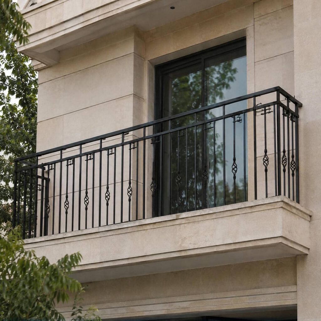 نرده بالکن مشکی با اتصالات مقاوم یزد