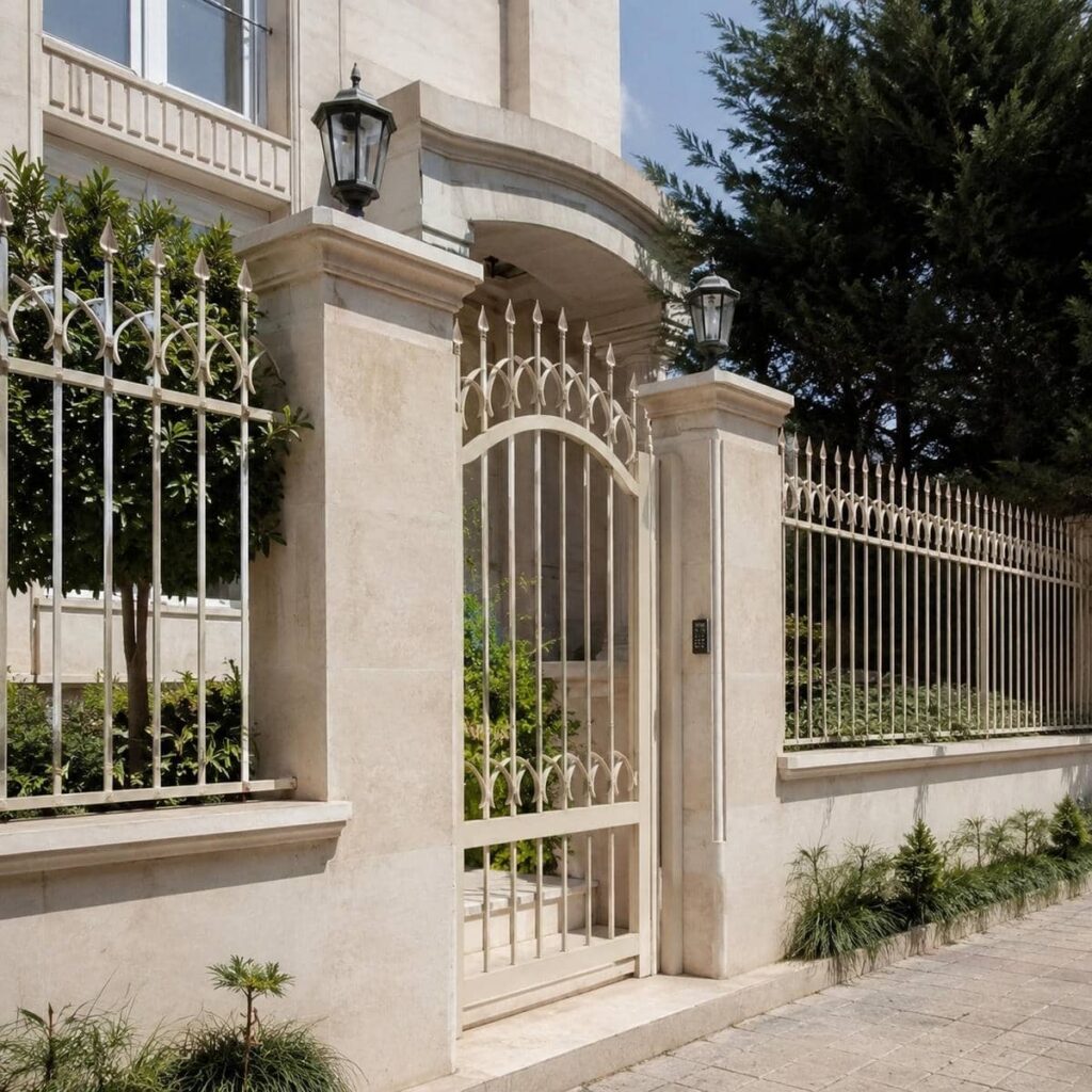 نرده روی دیوار سنگی ساختمان در شیراز