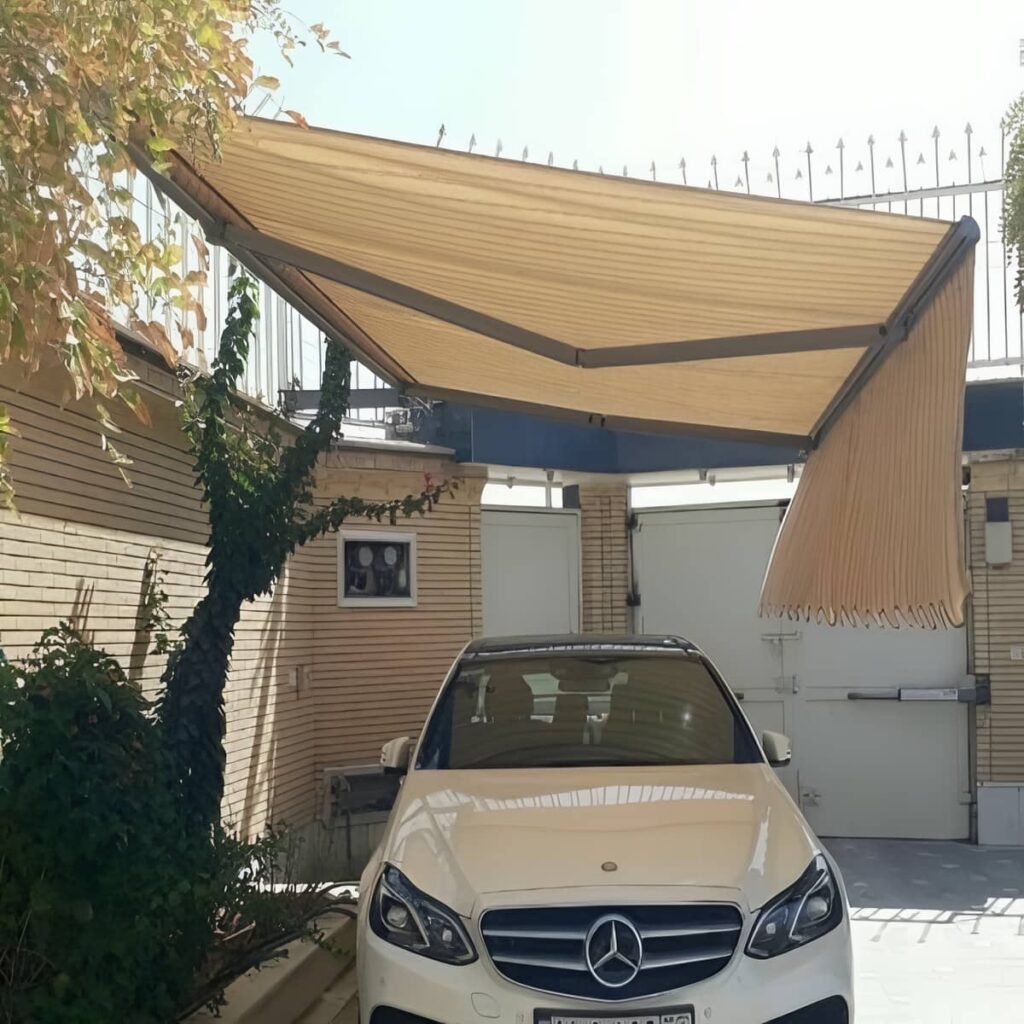پوشش متحرک طوسی با فریم فلزی